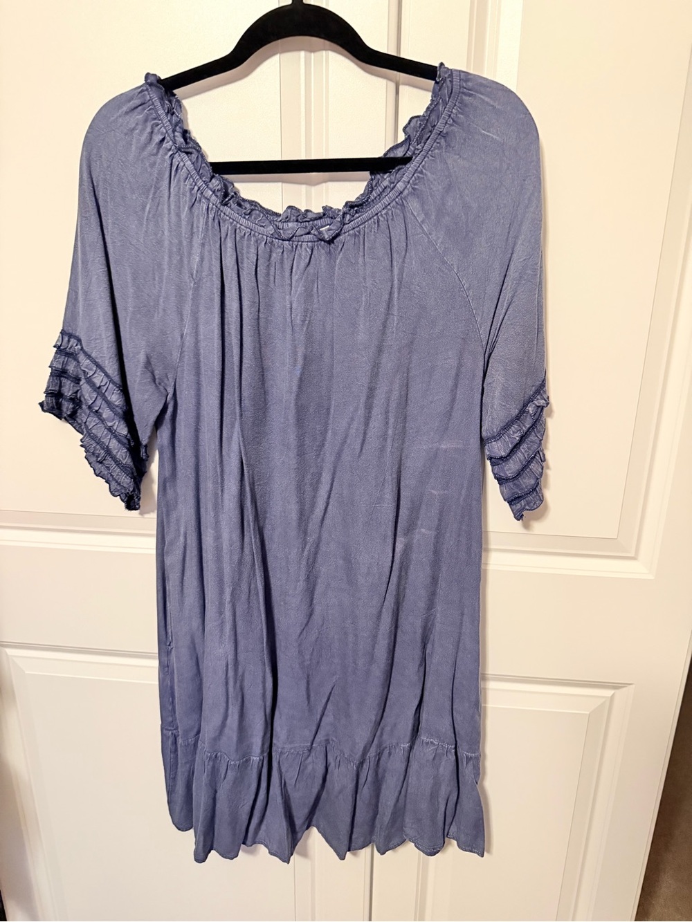 Cato Lavender Off-Shoulder Ruffle Sleeve Tunic Dress